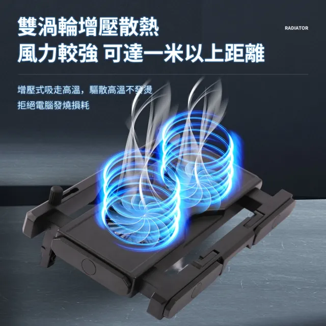 【MAGICON】伸縮式多功能筆電散熱器(雙核 桌扇 立扇 強效降溫 散熱器 筆電風扇)