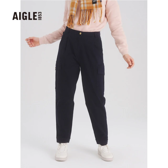 【AIGLE】女棉質彈性長褲AG-FN441A057 深藍(女長褲 彈性長褲 棉質長褲)