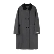 【巴黎精品】毛呢大衣羊毛外套(雙排扣長款寬鬆簡約女外套3色p1aq3)