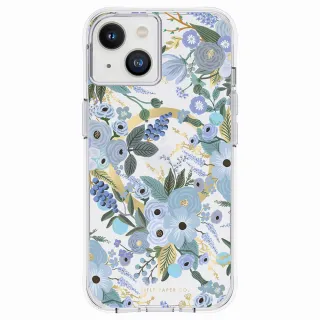 【CASE-MATE】iPhone 14 6.1吋Rifle Paper Co. 限量聯名款環保抗菌防摔保護殼MagSafe版 - 花園派對  藍