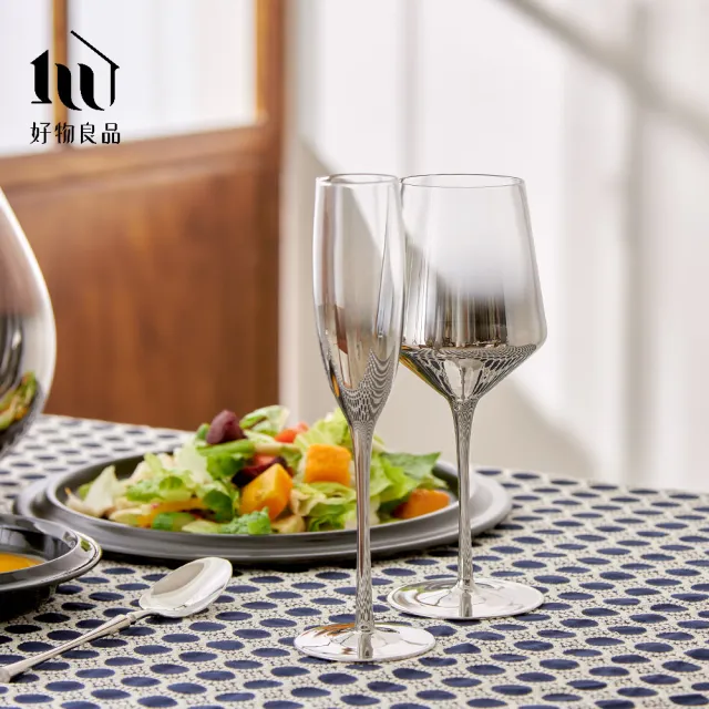 【好物良品】斜口醒酒瓶_銀色漸變玻璃酒杯組(葡萄酒醒酒壺 紅酒醒酒器 倒酒引酒分酒器 聖誕情人節日慶祝)