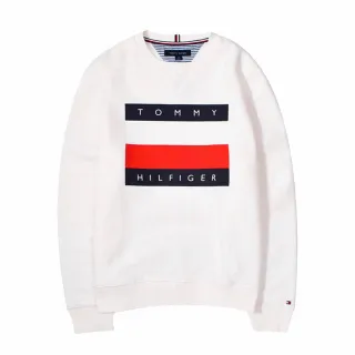 【Tommy Hilfiger】TOMMY 經典印刷LOGO鋪棉大學T恤 上衣-白色(百搭爆款/可男女搭配/平輸品)