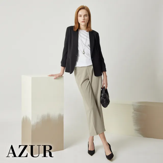 【AZUR】素面經典百搭微寬褲
