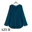 【AZUR】V領打褶雪紡上衣-2色