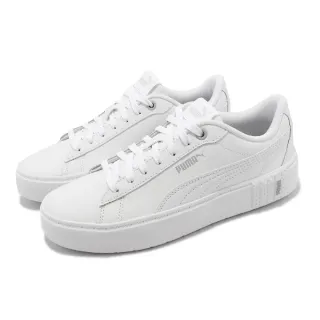 【PUMA】休閒鞋 Smash Platform V2 L 女鞋 白 全白 基本款 皮革 小白鞋(37303501)