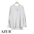 【AZUR】小開領雪紡抓褶袖口上衣-3色