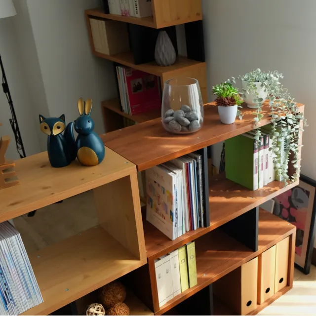 【EASY HOME】台灣製 -厚板三層收納展示書櫃-工業胡桃色+黑色(書櫃 收納櫃 置物櫃 書本收納 展示櫃)