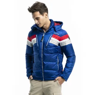 【Hilltop 山頂鳥】男款超潑水保暖蓄熱羽絨短大衣F22MZ2深寶藍