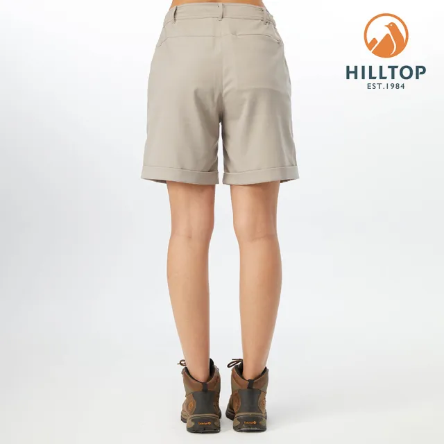 【Hilltop 山頂鳥】Advanture Outdoor Shorts 女款戶外休閒吸濕快乾彈性短褲 PS09XF72 卡其