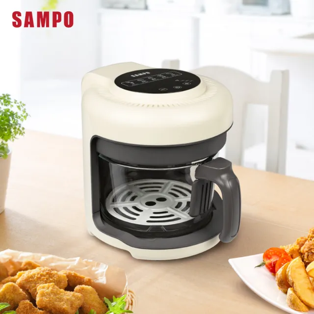【SAMPO 聲寶】免油料理氣炸鍋/玻璃氣炸鍋(KZ-B22181BL)
