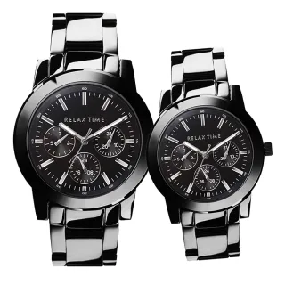 【Relax Time】日曆情侶手錶 對錶-黑 新年禮物(R0800-16-09X+R0800-16-09)