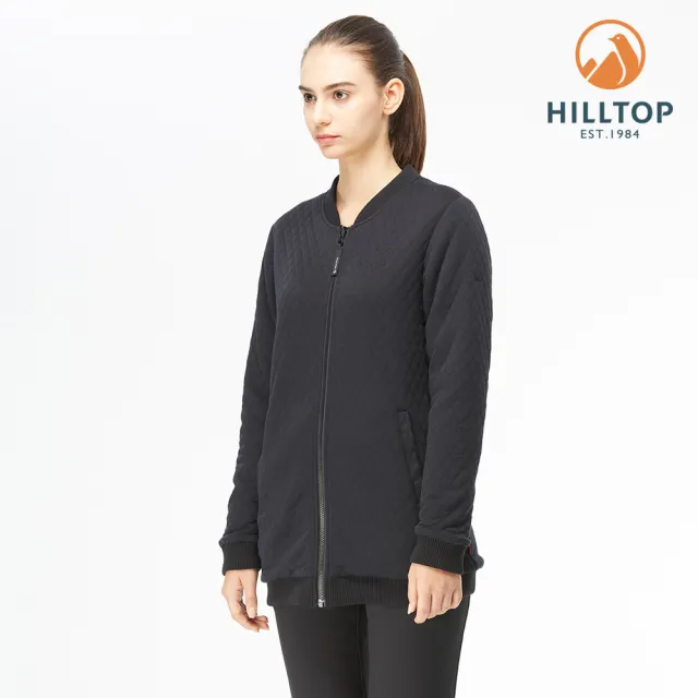 【Hilltop 山頂鳥】女款POLYGIENE抗菌雙面穿刷毛長版夾克H24FK2黑