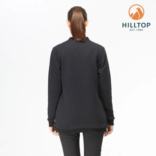 【Hilltop 山頂鳥】女款POLYGIENE抗菌雙面穿刷毛長版夾克H24FK2黑