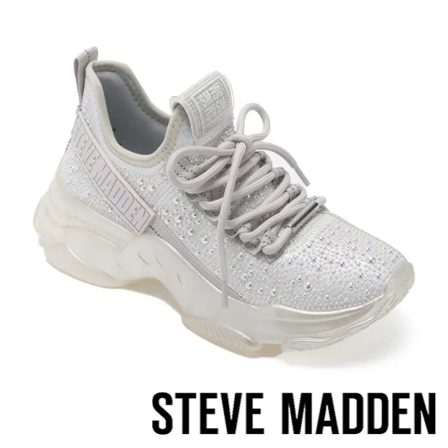 【steve madden】MISTICA 鑽面綁帶氣墊休閒鞋(銀色)