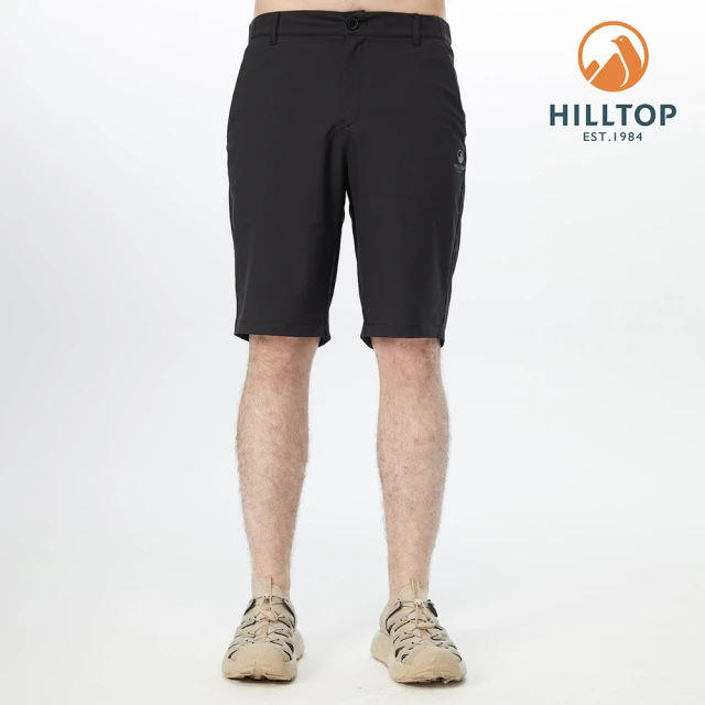 【Hilltop 山頂鳥】Outdoor Trekking 男款戶外休閒吸濕快乾抗UV彈性短褲 PS09XM81 黑