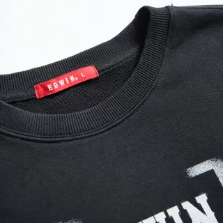 【EDWIN】男裝 人氣復刻款 噴漆LOGO厚長袖T恤(黑色)