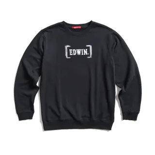 【EDWIN】男裝 人氣復刻款 噴漆LOGO厚長袖T恤(黑色)