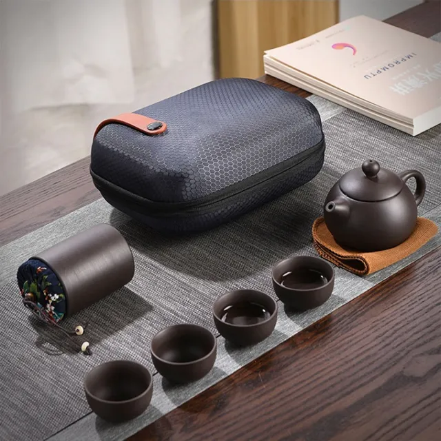 【Life365】泡茶組 旅行茶具組 紫砂陶茶壺套裝 茶具組 茶壺 隨身茶具 泡茶壺 泡茶杯 露營用品(RS1179)