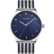 【OBAKU】秋日時尚氣質腕錶-銀X條紋藍(V235GXCLMK)