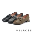 【MELROSE】簡約復古霧面烤漆釦牛皮樂福低跟鞋(綠)