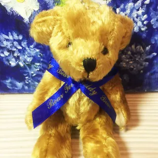 【TEDDY HOUSE泰迪熊】泰迪熊玩具玩偶公仔絨毛限量紀念安格拉羊毛泰迪熊藍吊飾(正版泰迪熊羊毛手腳可動)