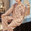 【Amhome】新款睡衣可愛少女印花滿版開衫翻領棉長袖家居服兩件式套裝#114543(5色)