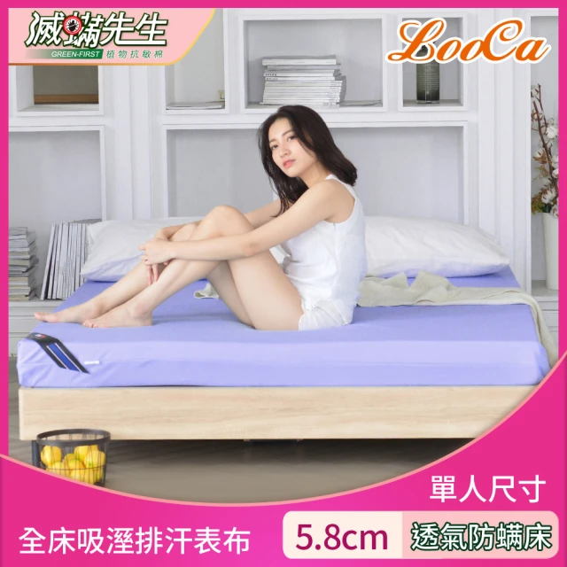 【LooCa】滅蹣先生5.8cm記憶床墊-搭配吸濕排汗表布(單人3尺★限量販售)