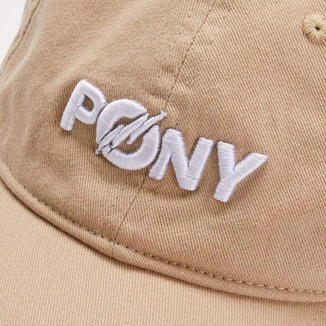 【PONY】字母棒球帽- 做舊設計  配件 中性-卡其(遮陽造型必備)