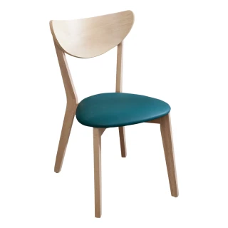 【BODEN】依尼藍色皮革實木餐椅/單椅-鄉村木紋色