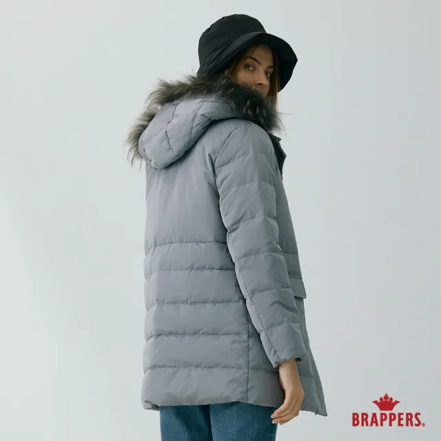 【BRAPPERS】女款 可拆帽中長版羽絨外套(灰)