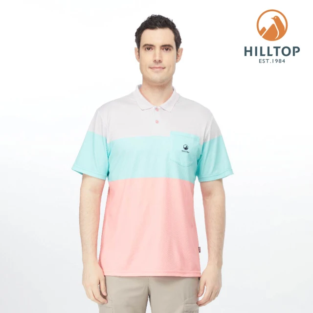 Hilltop 山頂鳥 Golf-Pro Polygiene 男款抗菌吸濕快乾抗UV撞色條紋 POLO衫 PS14XMJ5 灰