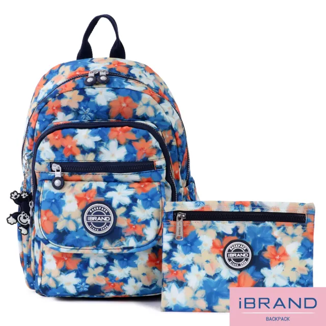 【iBrand】雙11 簡約輕盈尼龍多功能後背包(漫漫花朵)