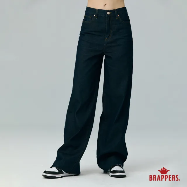 【BRAPPERS】女款 冰膚美丹寧系列-冰膚美高腰微彈寬褲(深藍)