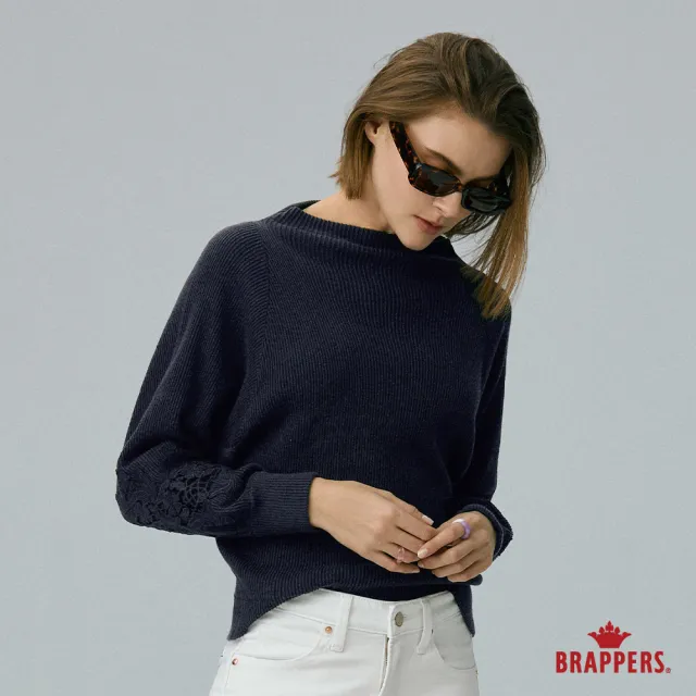 【BRAPPERS】女款 典雅半高領線衫(深灰藍)
