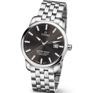【TITONI 梅花錶】大師系列 瑞士天文台認證機械腕錶/鐵灰色41mm(83188 S-576)