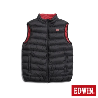 【EDWIN】男裝 超輕量可收納雙面穿羽絨背心(黑色)
