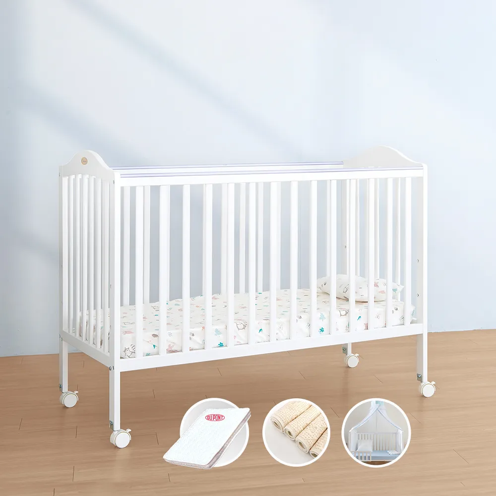 【i-smart】卡莉絲嬰兒床＋杜邦防蹣透氣墊+尿墊+蚊帳(超值四件組)