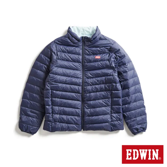 【EDWIN】女裝 超輕量雙面穿羽絨外套(丈青色)
