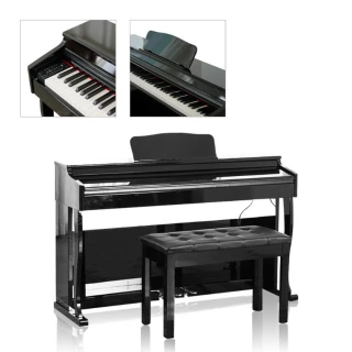 【HANLIN】P8808擬真重鎚考級用電鋼琴 經典推拉蓋款 88鍵 196複音(多功能音源 數位鋼琴 漸進式配重)