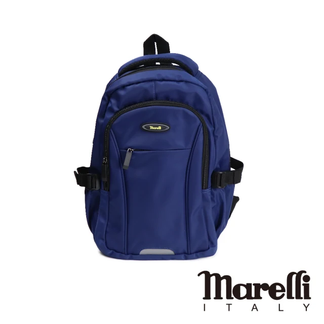【Marelli】減壓背帶設計素面休閒後背包 深藍色(ZM068-B)
