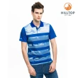 【Hilltop 山頂鳥】男款吸濕快乾Polygiene抗菌彈性POLO衫S14MG7藍印花