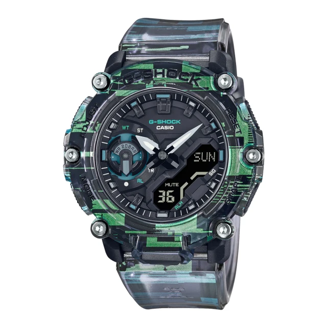 【CASIO 卡西歐】G-SHOCK 男錶 雙顯錶 橡膠錶帶 半透明 雜訊意象設計 防水200米 GA-2200(GA-2200NN-1A)
