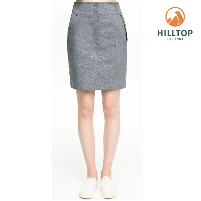 【Hilltop 山頂鳥】女款吸濕快乾抗UV彈性壓花短裙S12F01黑