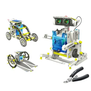 【寶工科學玩具】14合1太陽能變形機器人加不鏽鋼斜口鉗套組(科學玩具/DIY玩具/教育玩具/科學教具)