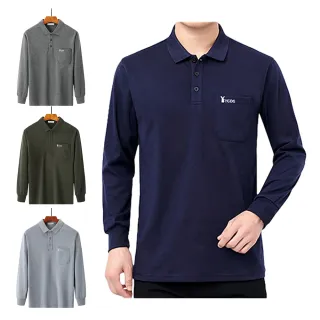 【NEW FORCE】素色口袋舒適休閒POLO衫-4色可選(POLO衫/上衣/男長袖POLO衫/長袖上衣/保暖上衣)