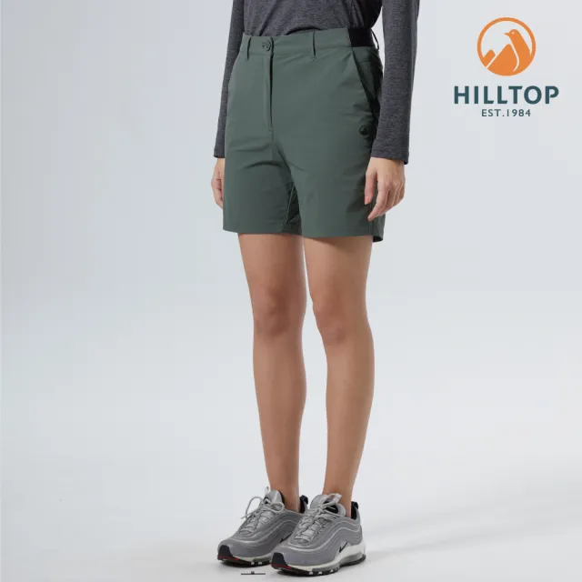 【Hilltop 山頂鳥】Mt.Kumotori 女款吸濕快乾彈性戶外休閒短褲 PS09XF71 綠