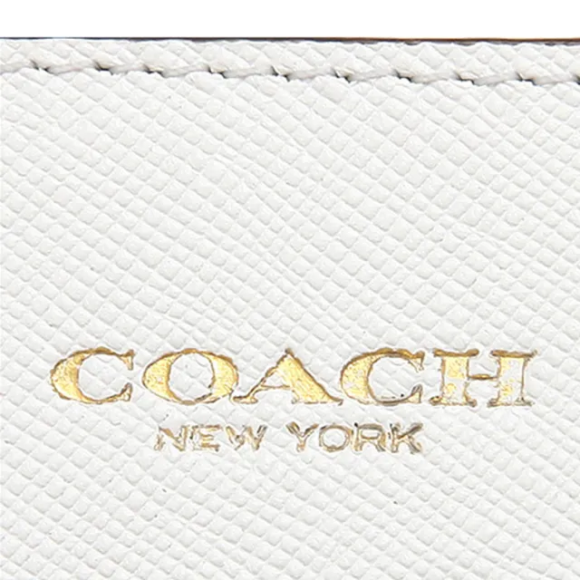 【COACH】桃紅漸層方扁斜背包-白桃