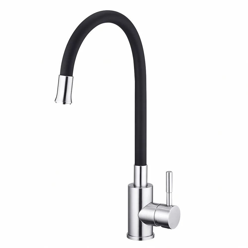 【BOSS】低鉛 不銹鋼冷熱出水廚房立式龍頭 可繞式出水管 M118212(無安裝)