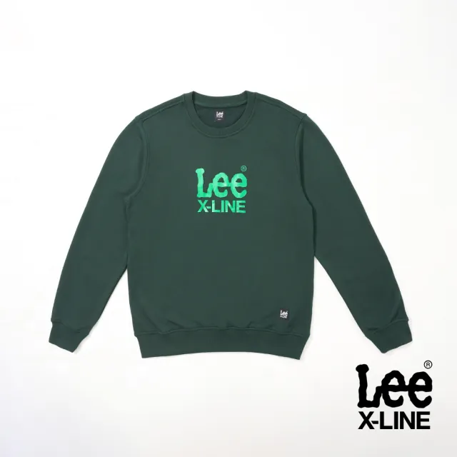 【Lee】男裝 長袖厚T / 燙字 大LOGO印花 森林綠 標準版型 / X-LINE 系列(LL220402736)