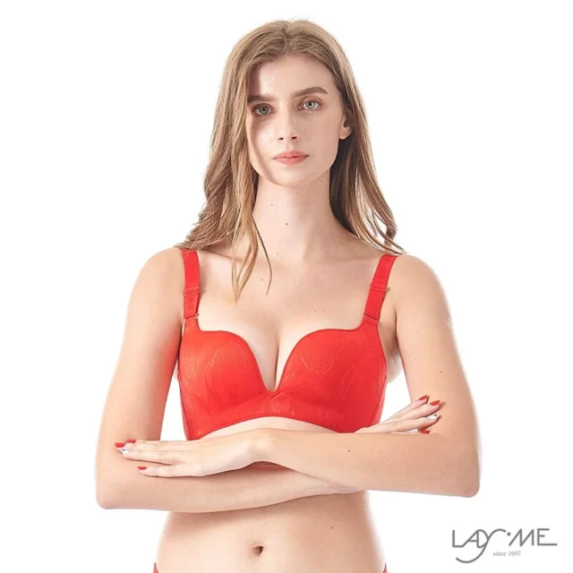 【LadyMe】花漾無痕-紅色 A-E罩杯(無鋼圈內衣成套)